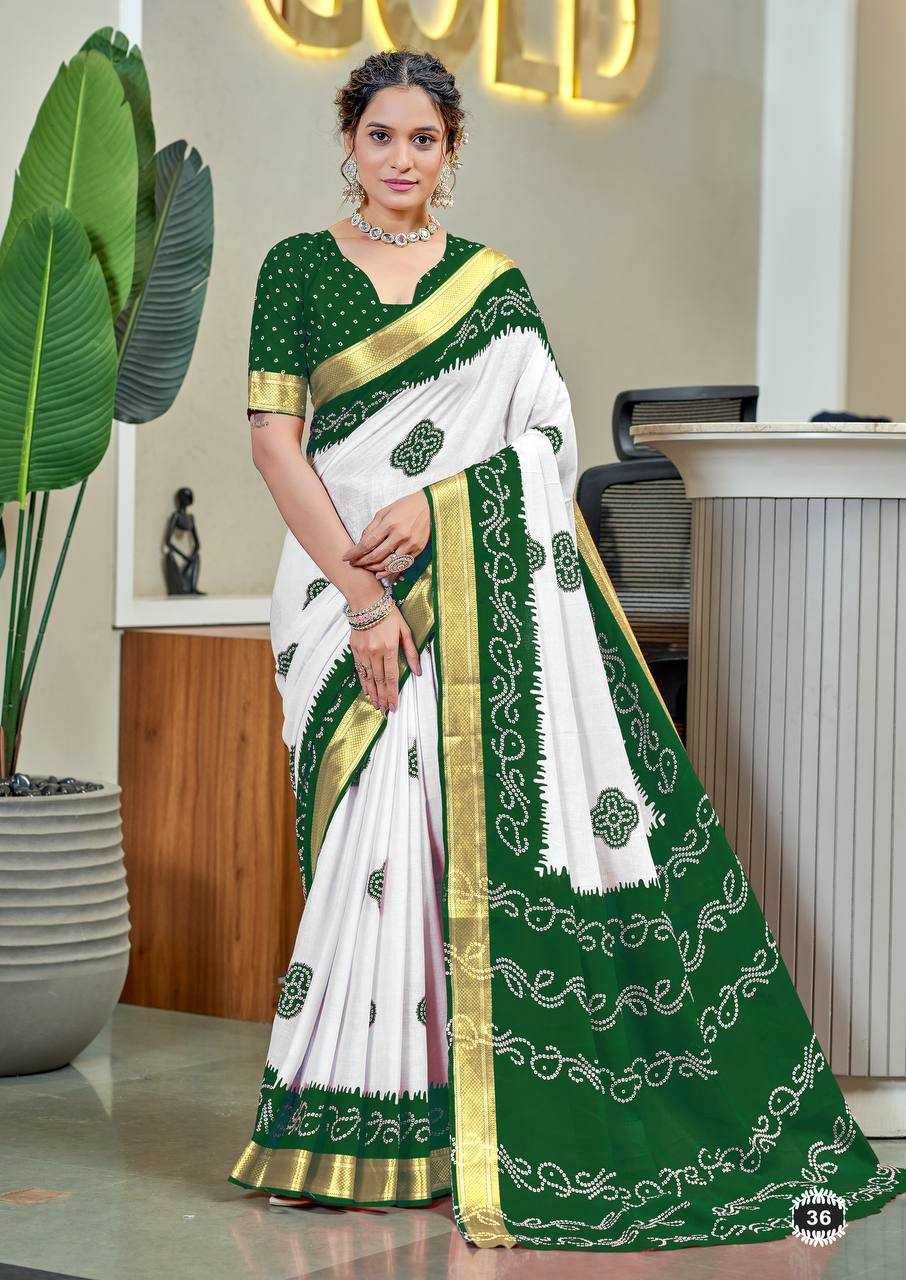 Bandhani Printed Cotton Sarees - MYLUXURY LANE ENTERPRISE